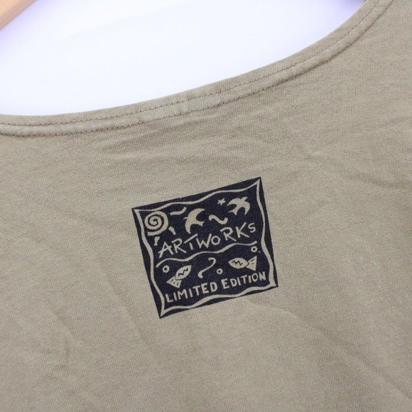 Vintage Artworks Limited Edition Cropped Shirt Women Brown Cat Art Graphic M 90s - Picture 10 of 10